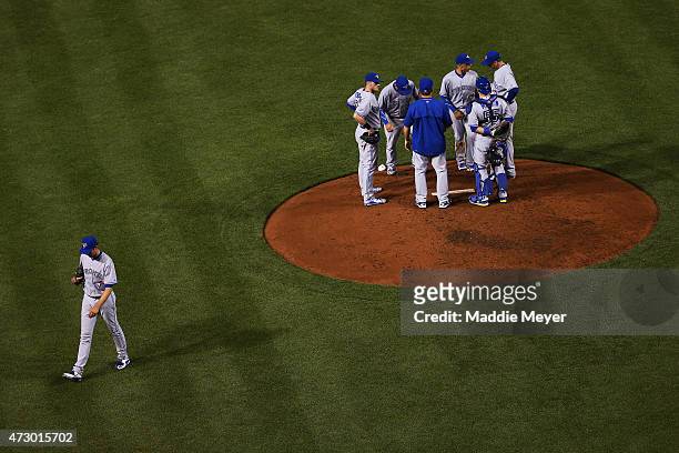 Jeff Francis of the Toronto Blue Jays is releived during the sixth inning against the Baltimore Orioles at Oriole Park at Camden Yards on May 11,...
