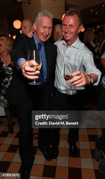 Lembit Opik and Nigel Evans attend the launch of "Sod The Bitches!" by Steven Berkoff at La Brasserie on May 11, 2015 in London, England.