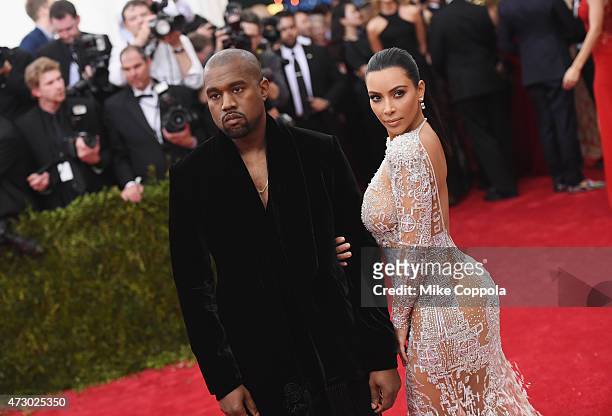 Kanye West and Kim Kardashian attend the "China: Through The Looking Glass" Costume Institute Benefit Gala at the Metropolitan Museum of Art on May...