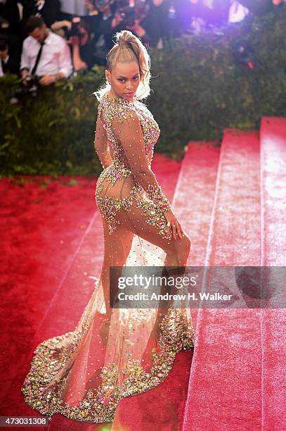 Beyonce attends the "China: Through The Looking Glass" Costume Institute Benefit Gala at the Metropolitan Museum of Art on May 4, 2015 in New York...