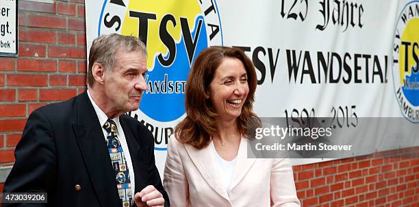 Minister Of State For Migration, Refugees And Integration Aydan Oezoguz Visits TSV Wandsetal on May 12, 2015 in Hamburg, Germany.