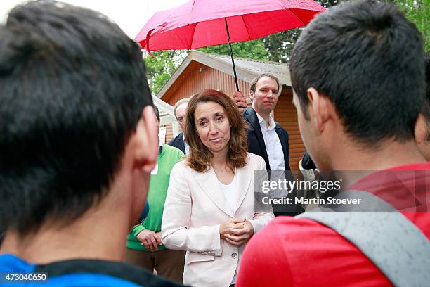 Minister Of State For Migration, Refugees And Integration Aydan Oezoguz Visits TSV Wandsetal on May 12, 2015 in Hamburg, Germany.