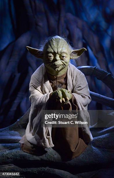 Wax figure of Star Wars character Yoda on display at 'Star Wars At Madame Tussauds' on May 12, 2015 in London, England.