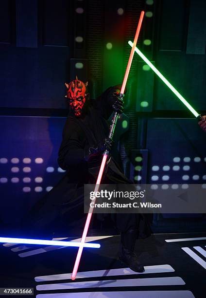Wax figure of Star Wars character Darth Maul on display at 'Star Wars At Madame Tussauds' on May 12, 2015 in London, England.