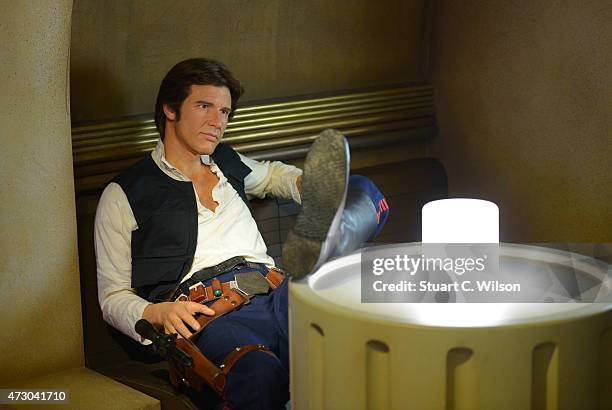 Wax figure of Star Wars character Han Solo on display at 'Star Wars At Madame Tussauds' on May 12, 2015 in London, England.