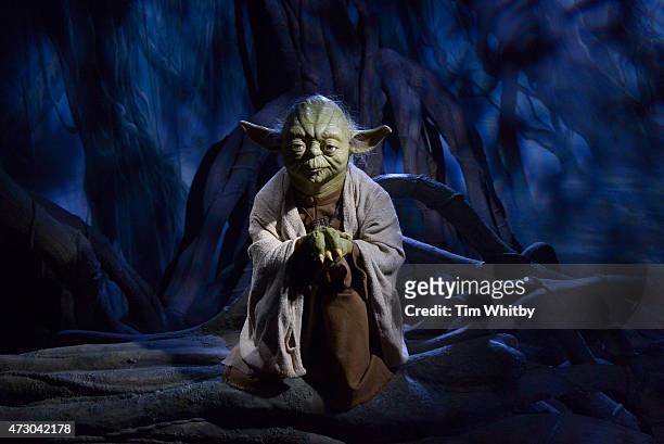 Wax figure of Star Wars character Yoda on display at 'Star Wars At Madame Tussauds' on May 12, 2015 in London, England.