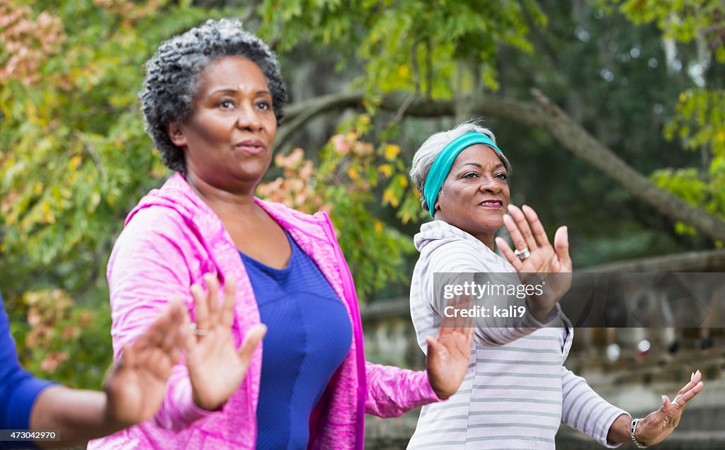 Two black women practicing Tai Chi
