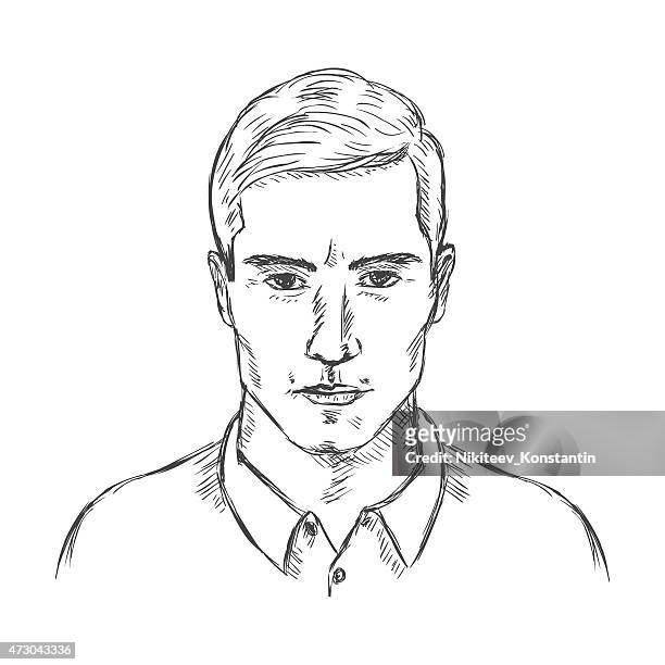 Vector Single Sketch Male Face Men Hairstyle High-Res Vector Graphic -  Getty Images