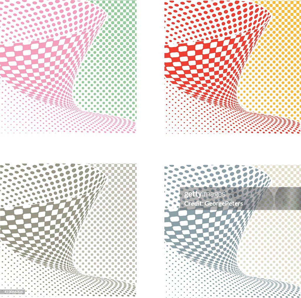 Set Of Sine Wave halftone Patterns