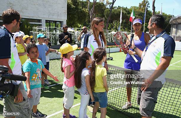 Nastassja Burnett of Italy meets young tennis fans on Day Three of the The Internazionali BNL d'Italia 2015 at the Foro Italico on May 12, 2015 in...