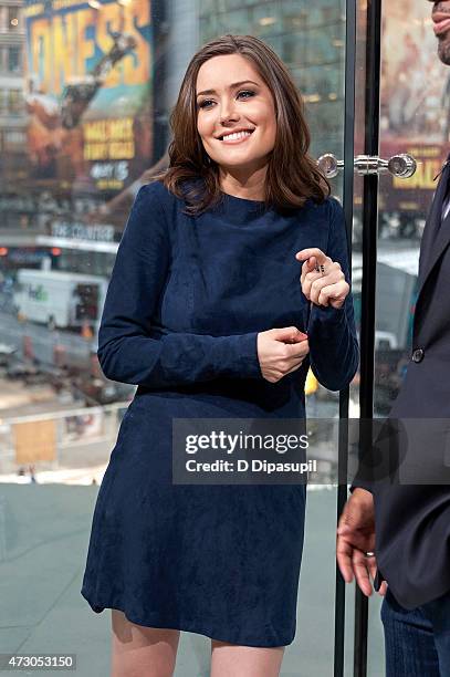 Megan Boone visits "Extra" at their New York studios at H&M in Times Square on May 12, 2015 in New York City.
