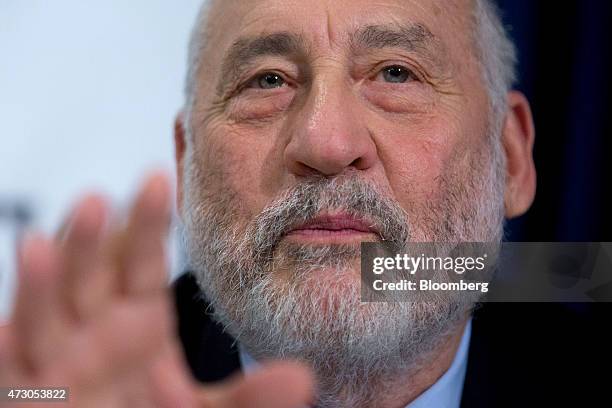 Joseph Stiglitz, Nobel prize-winning economist and professor of economics at Columbia University,, speaks during a panel session at a Roosevelt...