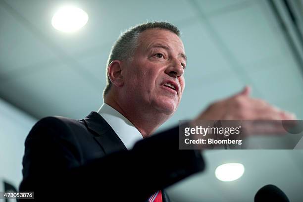 Bill de Blasio, mayor of New York, speaks during a Roosevelt Institute event at the National Press Club in Washington, D.C., U.S., on Tuesday, May...