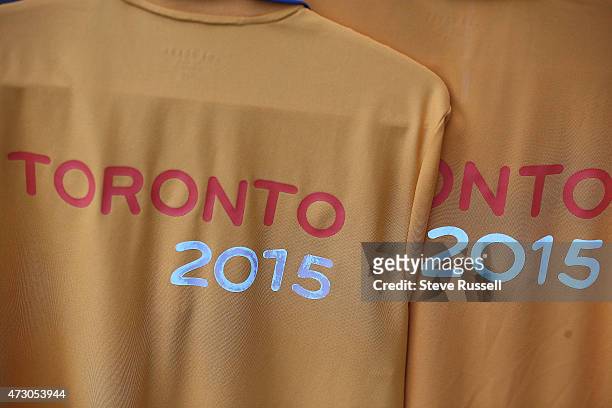 Pan Am T-shirts and water bottles provided to Pan Am volunteers not up to snuff. Bottle leaks and logos wash off shirts. In Toronto.