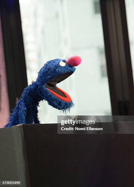 Grover attends AOL Build Speaker Series: Sesame Street's Grover And The USO - Dr. Jeanette Betancourt And Rachel Tischlerat AOL Studios In New York...