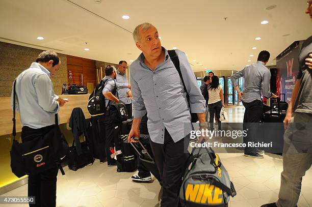 Zeljko Obradovic, head coach of Fenerbache Ulker Istambul during the Fenerbahce Ulker Istanbul Arrival to Final Four Madrid 2015 at Hotel NH...