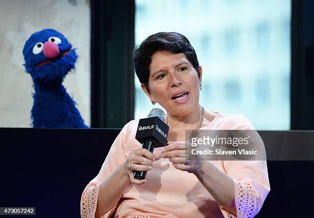 Dr. Jeanette Betancourt of the USO attends AOL Build Speaker Series: "Sesame Street's Grover And The USO - Dr. Jeanette Betancourt And Rachel...