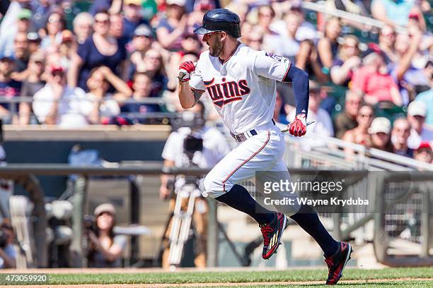 Jordan Schafer of the Minnesota Twins runs for home in a game against the Chicago White Sox on May 3, 2015 at Target Field in Minneapolis, Minnesota....