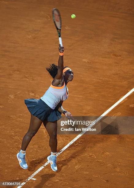 Serena Williams of USA in action during her match against Anastasia Pavlyuchenkova of Russia on Day Three of the The Internazionali BNL d'Italia 2015...