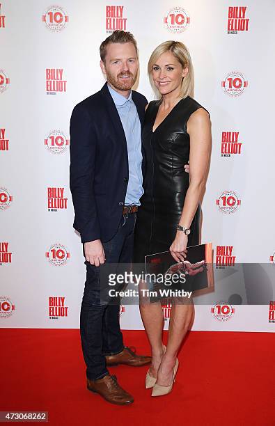 James Midgley and Jenni Falconer arrive for the 10 Year Anniversary performance of Billy Elliot at Victoria Palace Theatre on May 12, 2015 in London,...