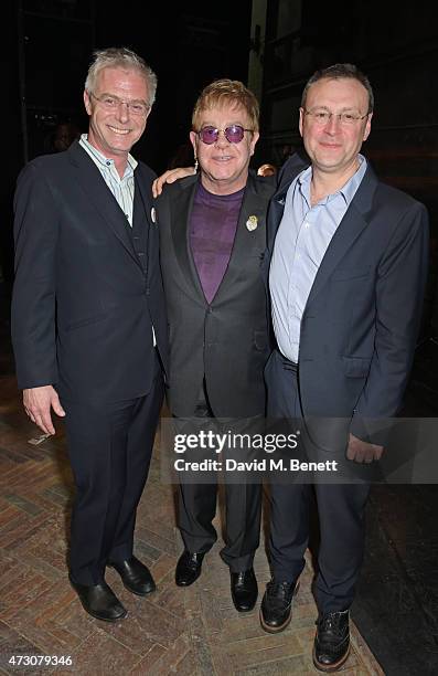 Stephen Daldry, Sir Elton John and Lee Hall attend as "Billy Elliot The Musical" celebrates its 10th Anniversary in London's West End at the Victoria...