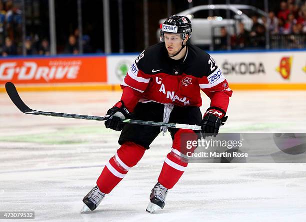 Nathan Mackinnon of Canada skates against Austria during the IIHF World Championship group A match between Canada and Austria at o2 Arena on May 12,...
