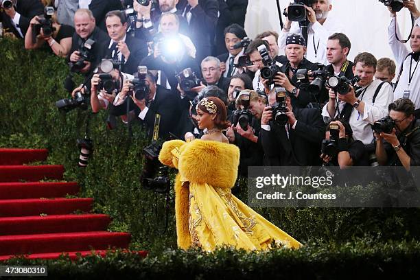 Rihanna attends the 'China: Through The Looking Glass' Costume Institute Benefit Gala at the Metropolitan Museum of Art on May 4, 2015 in New York...