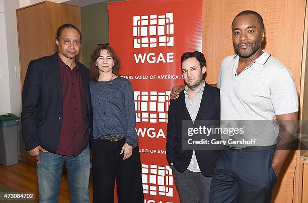 Jamal Joseph, Ilene Chaiken, Danny Strong and Lee Daniels attend Writers Guild of America, East: In Conversation With "Empire" at The New School on...