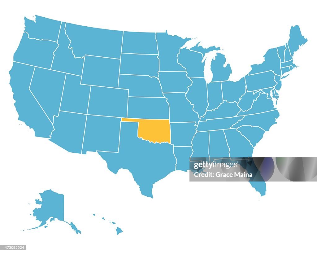 USA Map Highlighting State of Oklahoma - VECTOR