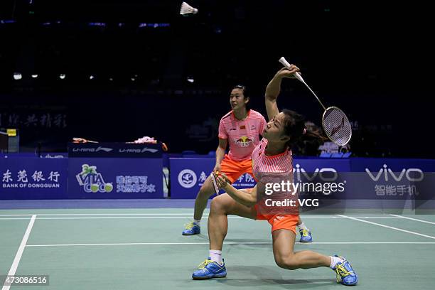 Ma Jin and Tang Yuanting of China competes against Vu Thi Trang and Nguyen Thi Sen of Thailand on day three of 2015 Sudirman Cup BWF World Mixed Team...