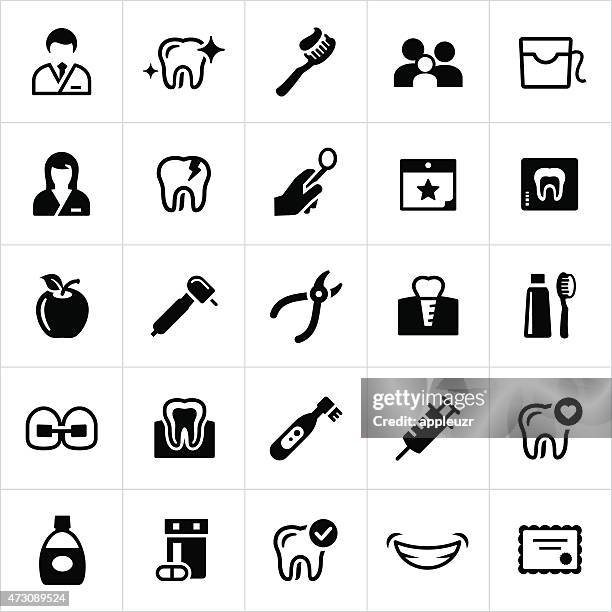 dentistry icons - dental hygiene stock illustrations