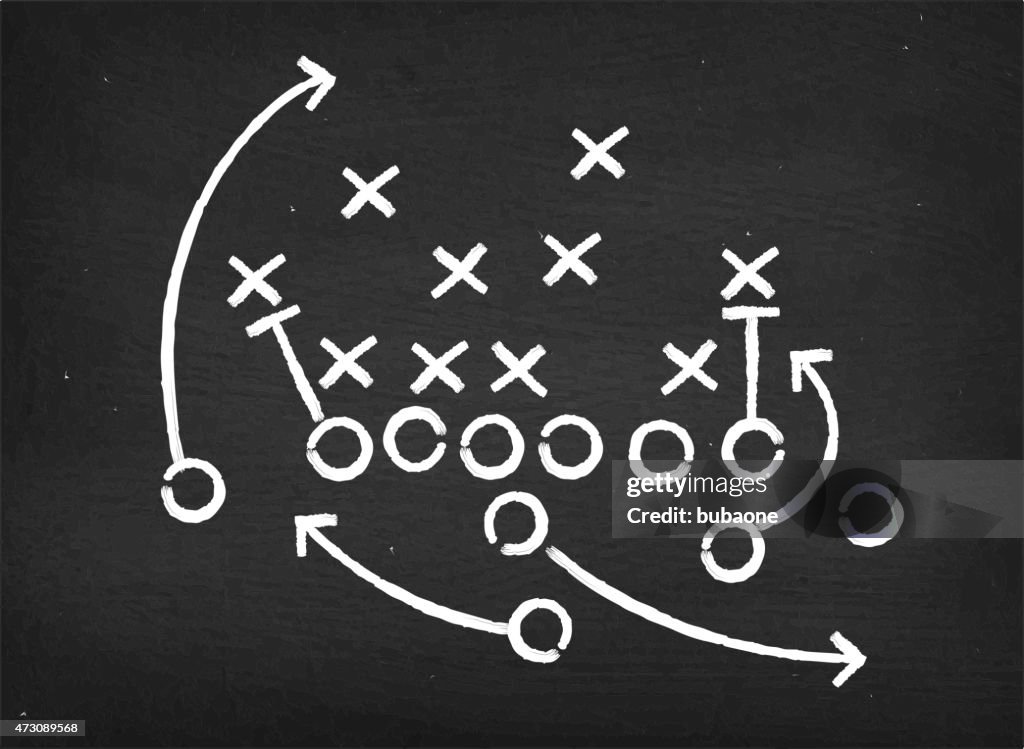 American football touchdown Strategie Zeichnung auf Tafel