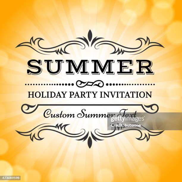 summer party picnic vintage invitation with sunlight vector back - family reunion stock illustrations