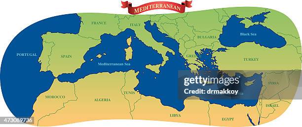 ilustraciones, imágenes clip art, dibujos animados e iconos de stock de mapa de historieta mediterráneo - cultura tunecina