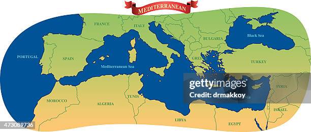 mediterranean  cartoon map - cannes map stock illustrations