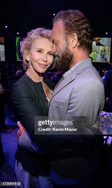 Trudie Styler and Sting attend The Robin Hood Foundation's 2015 Benefit at Jacob Javitz Center on May 12, 2015 in New York City.