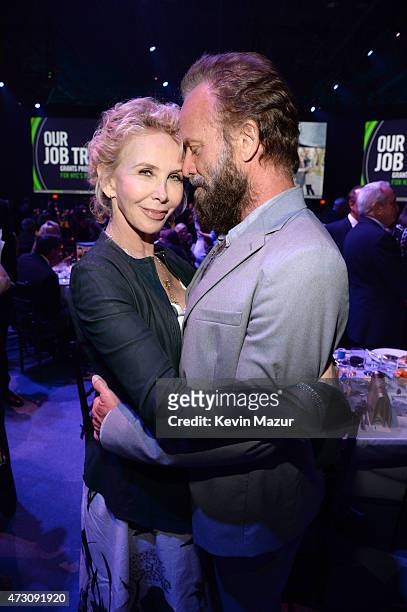 Trudie Styler and Sting attend The Robin Hood Foundation's 2015 Benefit at Jacob Javitz Center on May 12, 2015 in New York City.