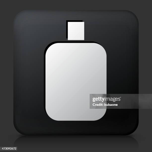 black square button with cream bottle icon - perfume cologne aftershave icons stock illustrations