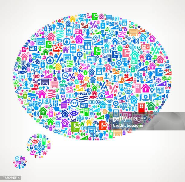 speech bubble on home automation and security vector background - talking to camera background stock illustrations
