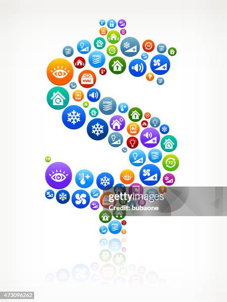 dollar sign home automation and security vector graphic - remote working headset stock illustrations