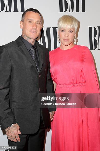 Carey Hart and honoree P!nk attend the 63rd Annual BMI Pop Awards held at the Beverly Wilshire Hotel on May 12, 2015 in Beverly Hills, California.