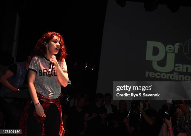 Alessia Cara performs during the Def Jam Upfronts 2015 Showcase Powered By Samsung Milk Music & Milk Video at Arena on May 12, 2015 in New York City.