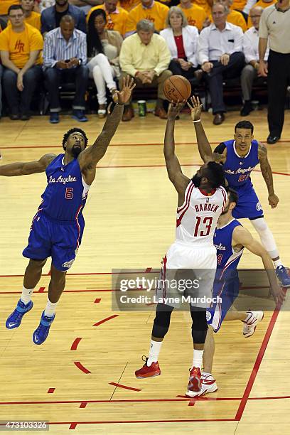 James Harden of the Houston Rockets shoots the ball against the Los Angeles Clippers in Game Five of the Western Conference Semifinals during the...