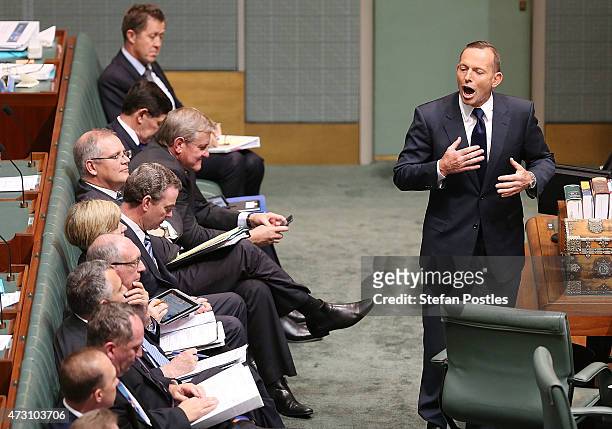 Prime Minister Tony Abbott during House of Representatives question time at Parliament House on May 13, 2015 in Canberra, Australia. The Abbott...