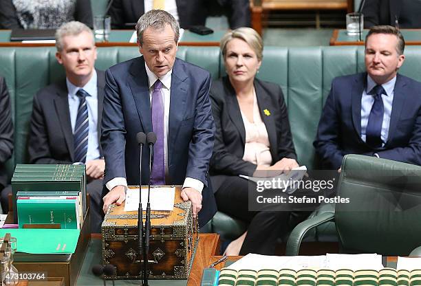 Leader of the Opposition Bill Shorten during House of Representatives question time at Parliament House on May 13, 2015 in Canberra, Australia. The...