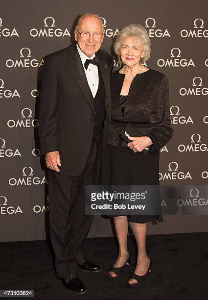 Astronaut Jim Lovell and wife Marilyn Lovell arrive as Omega celebrates the 45th Anniversary of Apollo 13 Mission at Western Airways Airport Hangar...