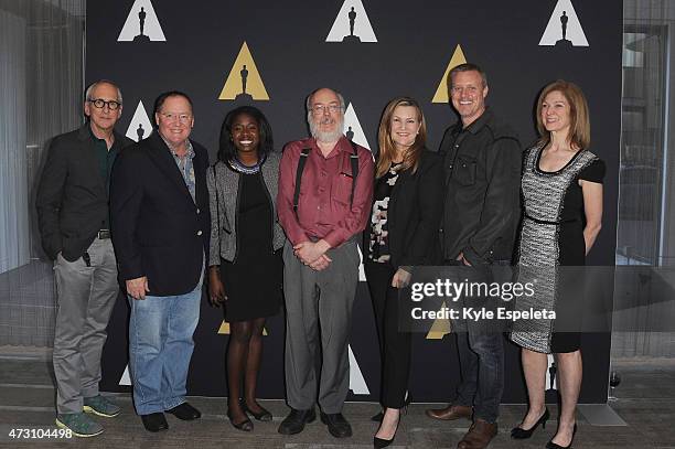 Producer Michael Shamberg, CEO of Pixar, Walt Disney Animation Studios, and DisneyToon Studios, John Lasseter, student filmmaker Tayo Amos, author...