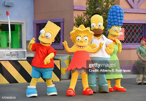 The Simpsons attend the "Taste of Springfield" press event at Universal Studios Hollywood on May 12, 2015 in Universal City, California.