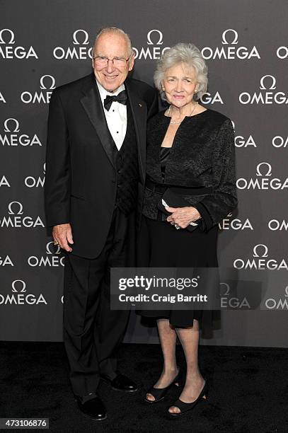 Astronaut Jim Lovell and Marilyn Lovell attend the OMEGA Speedmaster Houston Event at Western Airways Airport Hangar on May 12, 2015 in Sugar Land,...