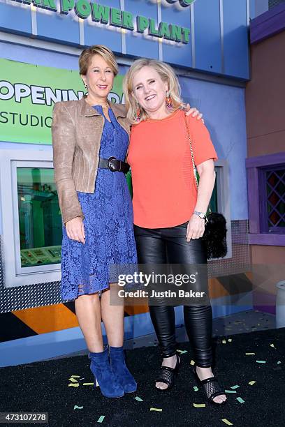 Actresses Yeardley Smith and Nancy Cartwright attend the "Taste Of Springfield" press event at Universal Studios Hollywood on May 12, 2015 in...